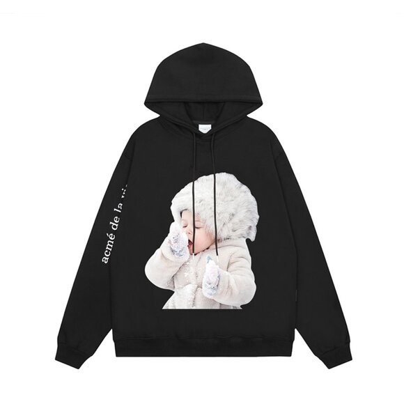 Kids Black Hooded Sweatshirt With Print Acme De La Vie - Picture 1 of 8